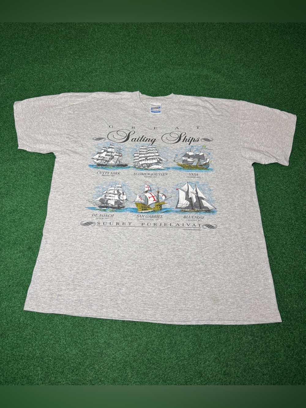 Great Sailing Ships Vintage T Shirt XL Gray Boat Mast Sail Graphic Sailing Shirt